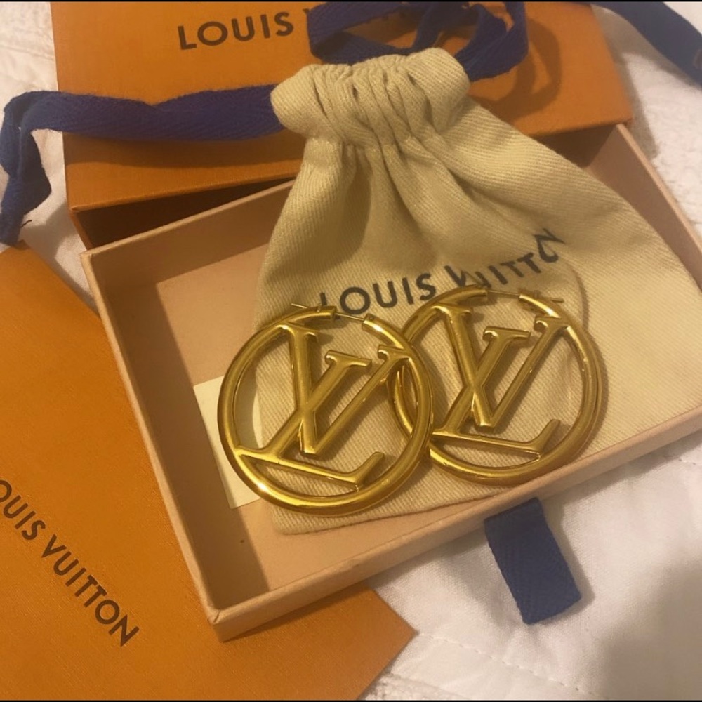 Gold Louis Vuitton Hoop Earrings